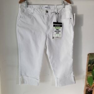 d. jeans Women's White Recycled Twill High Waist Capri Jeans Size 16